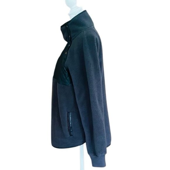Abercrombie & Fitch Quilted Fleece Asymmetrical snap Pullover Dark Gray Sz L - Picture 4 of 7